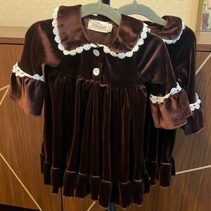 TWIN Frilly Chocolate Velvet Night Gowns